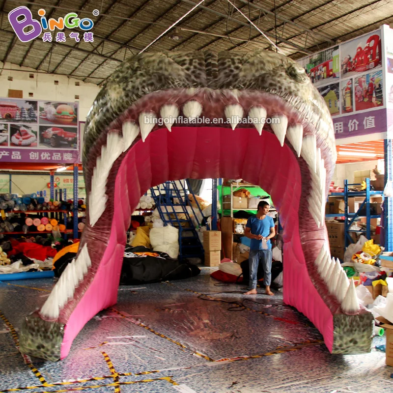 Customized 3.9x3.2x3.1 meters inflatable dinosaur head tunnel / inflatable tunnel toy tents 4