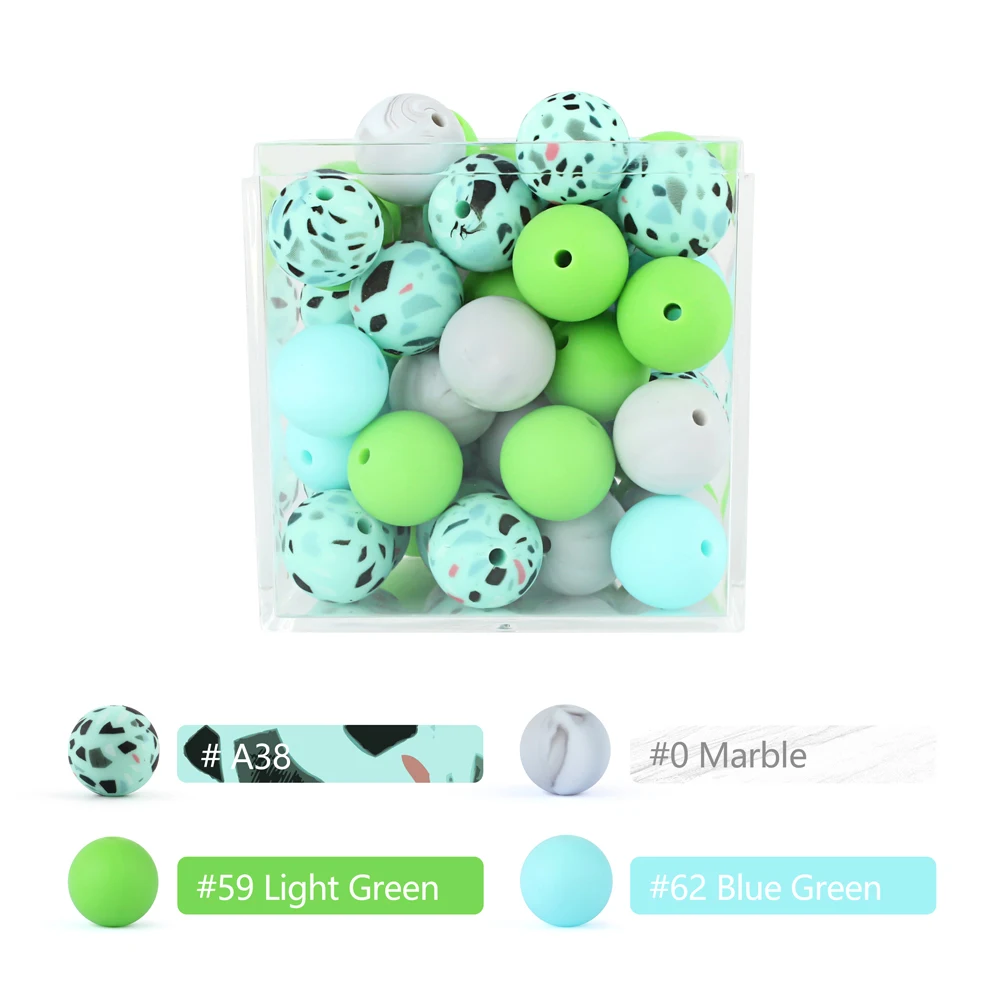 Silicone Teething Beads 15mm 20pcs DIY Chewable Food Grade Infant Leopard Print Round Ball Teething Toys