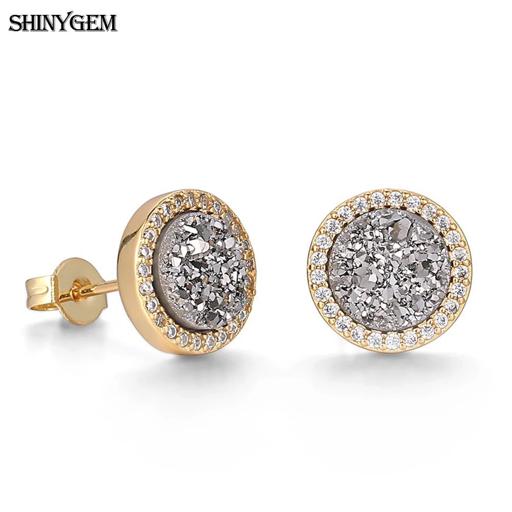 Женские круглые серьги-гвоздики ShinyGem 8 мм серьги из натурального разноцветного