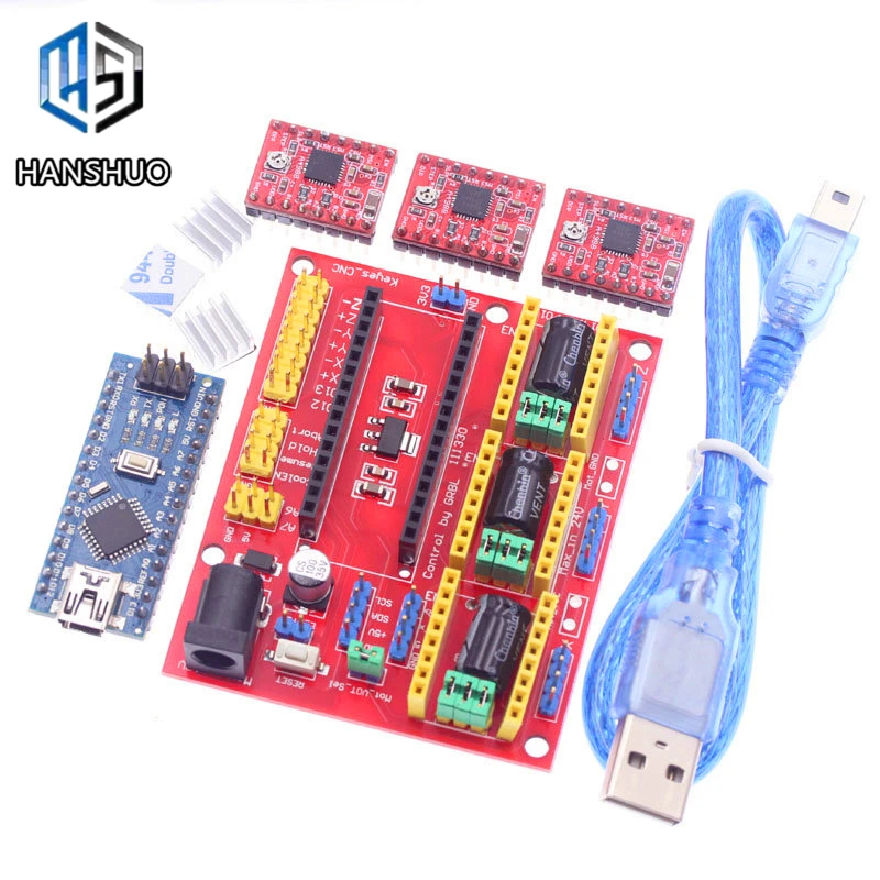 

CNC shield V4 engraving machine 3D Printer+ 3pcs A4988 driver expansion board For Arduino NANO V3. 0 with USB cable NANO 3.0