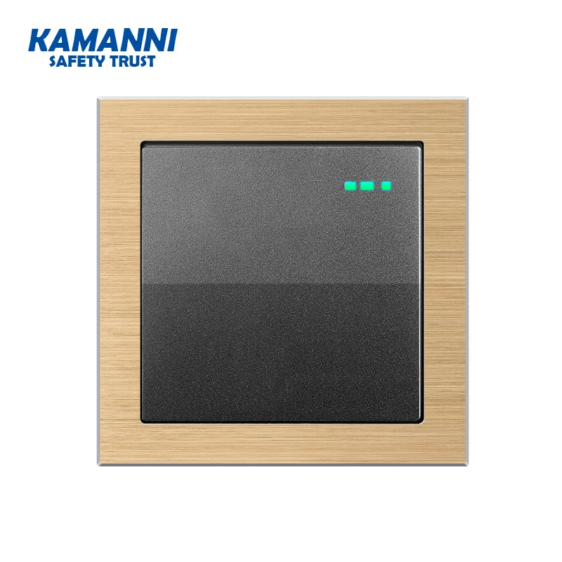 

Luxury Aluminum alloy button Recovery switch LED indicator Brushed panel control wall senior light switch 1/2/3 gang 1/2 way