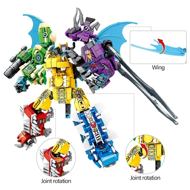 Inglys Dinosaur Transformation Robot Building Blocks Tyrannosaurus Velociraptor Pterosaur Model Bricks Kid Toy For Boy 2