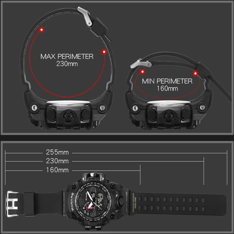 Men Military Watch 50m Waterproof Wristwatch LED Quartz Clock Sport Watch Male relogios masculino Sport S Shock Watch Men