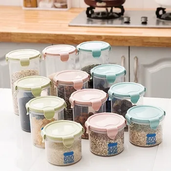 

Kitchen Transparent Plastic Household Grains Food Storage Sealed Containers