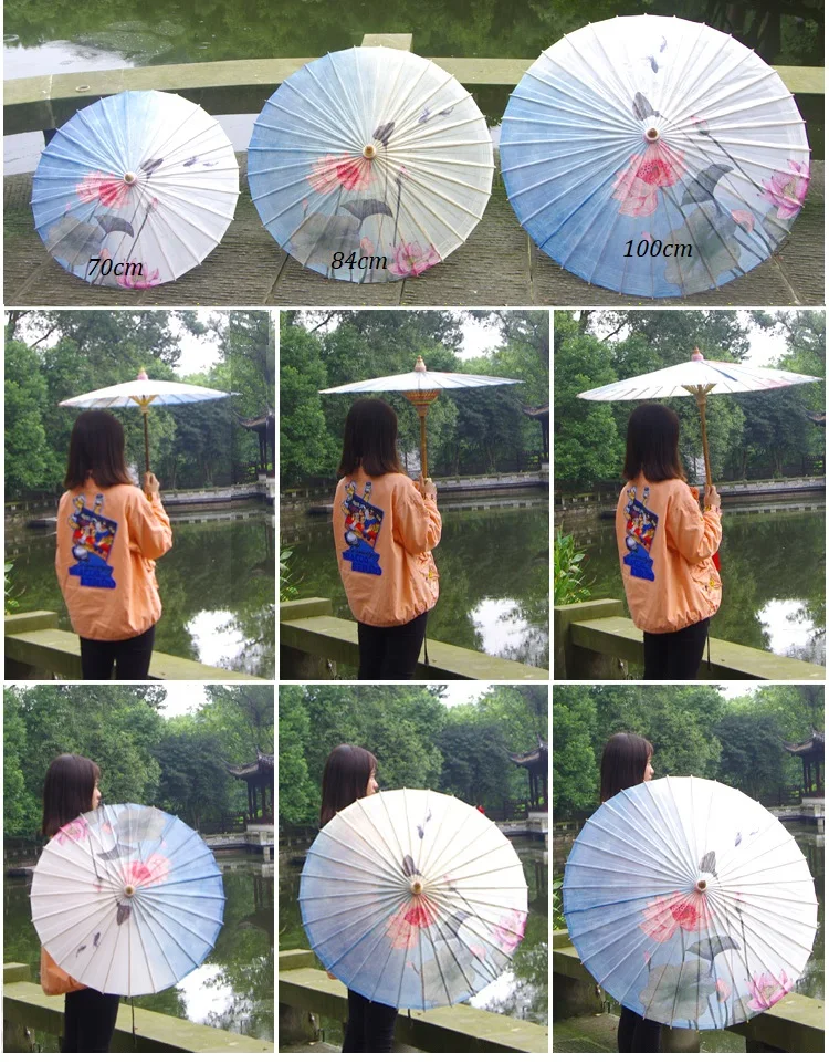 JPY оливковый бумажный зонтик для женщин, рисунок горными чернилами, ручная работа, длинная ручка, бамбук, китайские зонты, японский ретро зонтик