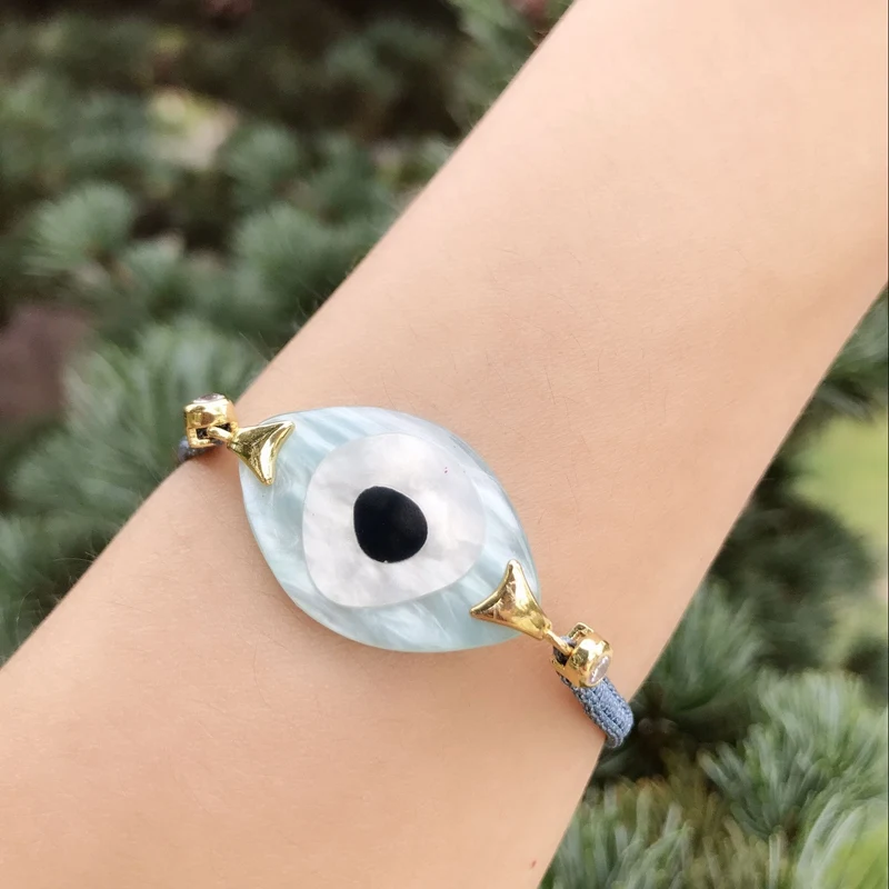 Турецкий Хрустальный Браслет evil Eye Pusera, новинка, модные бусы из стекла и камней, женские браслеты, Bohe Bileklik, веревка, цепочка, ювелирные изделия - Окраска металла: blue