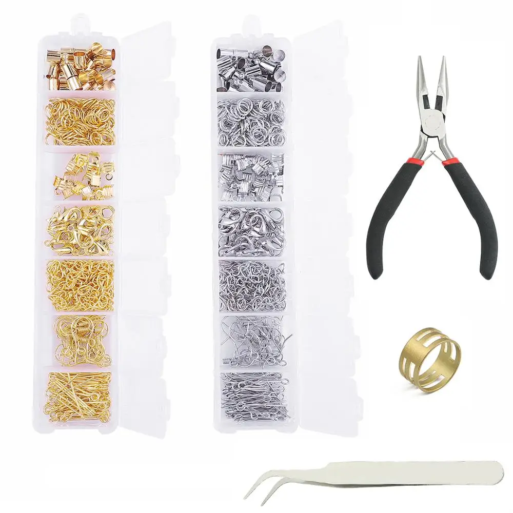 Orecchini Fai Da Te Monili Che Fanno Rhodium Dell'Oro Orecchino Gancio Occhio Spille Catena Anello Di Salto Crimp End Caps Catenaccio Box Set Strument
