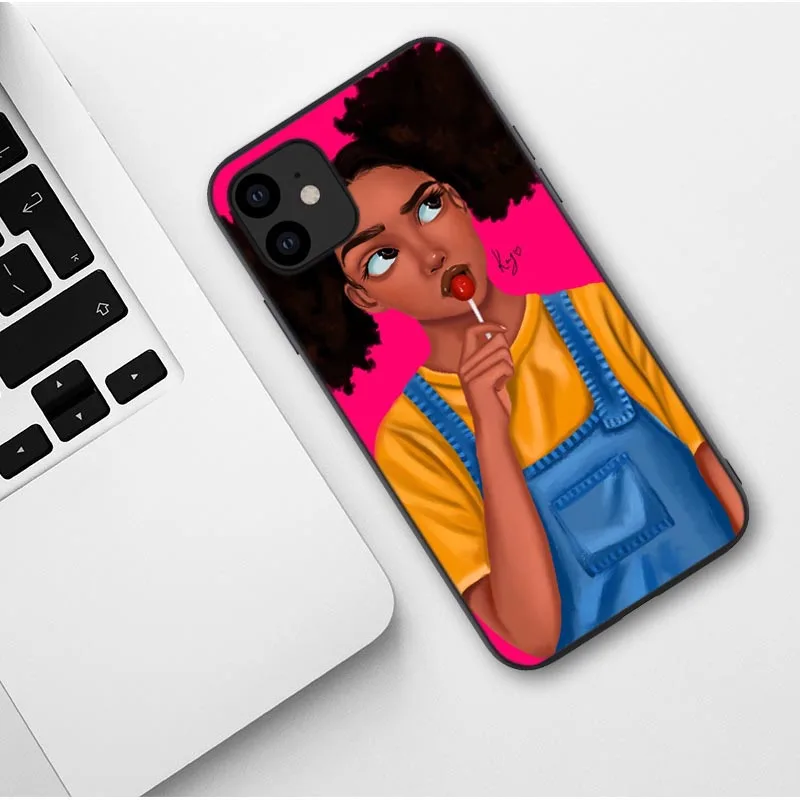 Черный Африканский художественный чехол для iPhone X XR XS Max 8 7 Plus 6 6s Plus melanin poppin силиконовый чехол для iPhone 11 Pro Max