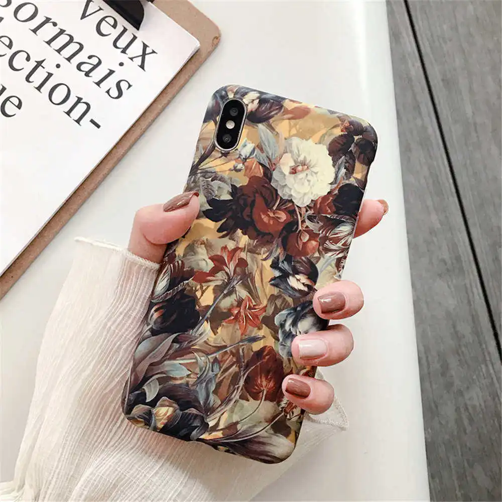 14 Платье в стиле ретро с цветочным узором чехол для iphone X XR 7 8 плюс Чехол Силиконовый мягкий матовый чехол для телефона чехол s для iphone 11 Pro XS Max, 6 S, 6 Plus, чехол Крышка - Цвет: 14