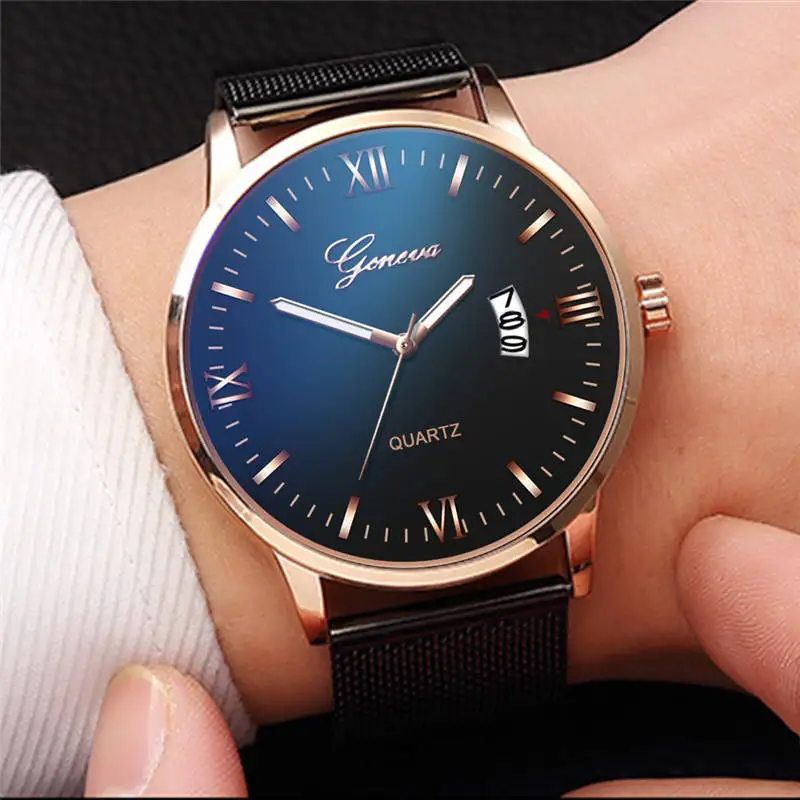 Для Мужчин's Повседневное тонкая сетка Сталь спортивные часы с календарем