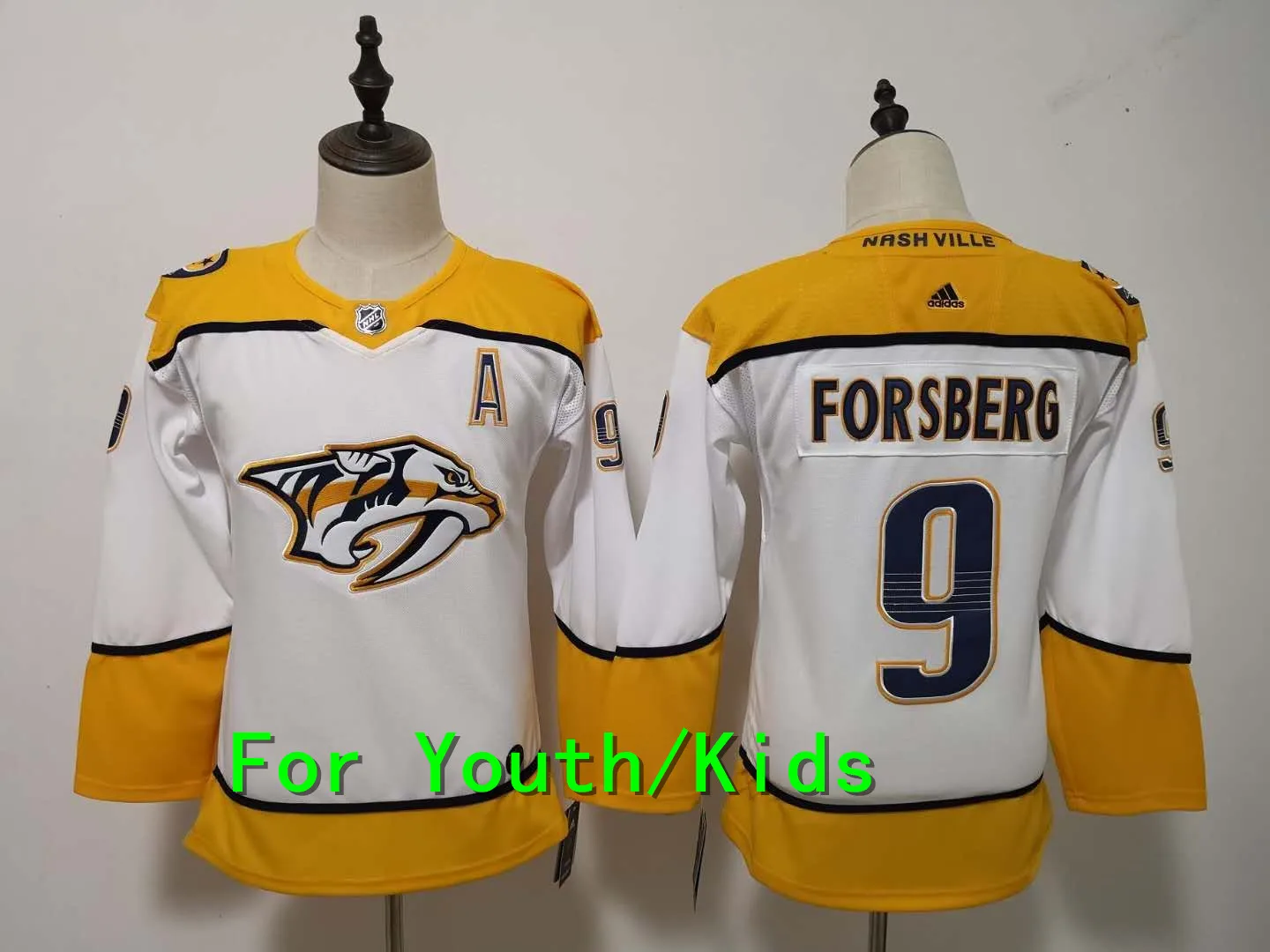 Молодежная вышивка прошитая Nashville#76 PK Subban 35 Pekka Rinne 9 Filip Forsberg 59 Roman Josi 92 Ryan Johansen детская футболка - Цвет: Серый