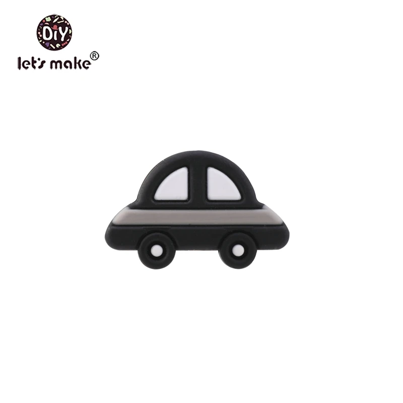 Давайте сделаем 50 шт./лот мини автомобиль силиконовые бусины Детские Прорезыватели бусины-прорезыватели игрушки Аксессуары пищевой силиконовый Прорезыватель - Цвет: Цвет: желтый