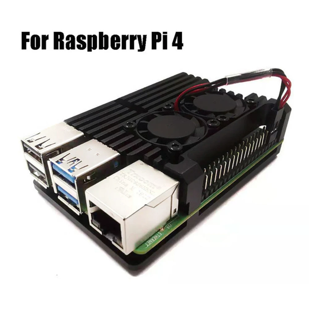 Корпус защитный чехол с вентилятором алюминиевый сплав для Raspberry Pi 4B чехол