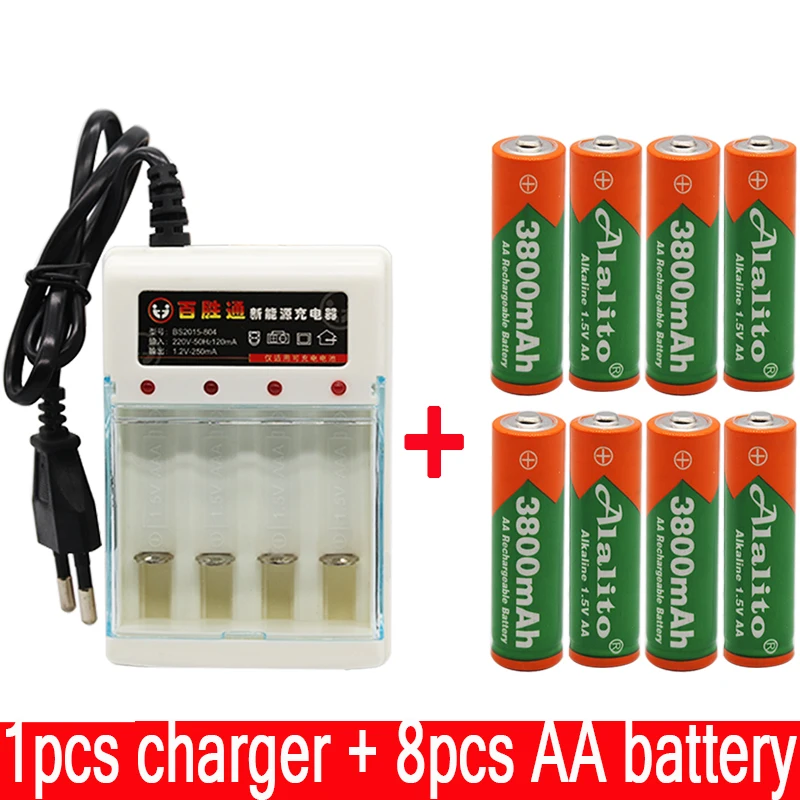 Бренд AA перезаряжаемая батарея 3800mah 1,5 V Новая Щелочная перезаряжаемая батарея для led светильник игрушка mp3 с зарядным устройством - Цвет: Белый