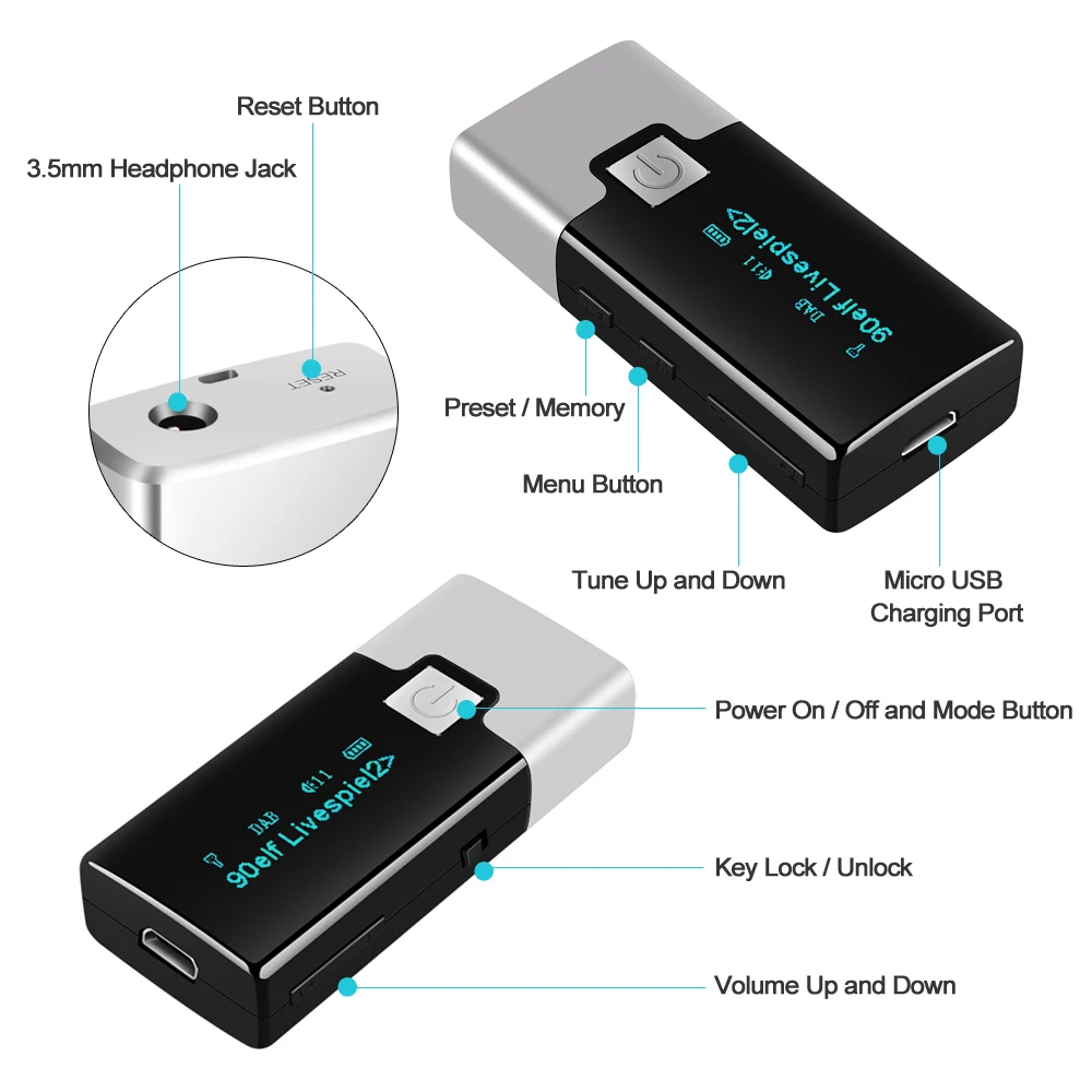 P10 DAB+ FM цифровой радио портативный карманный DAB+ приемник с экраном дисплея наушников перезаряжаемая батарея