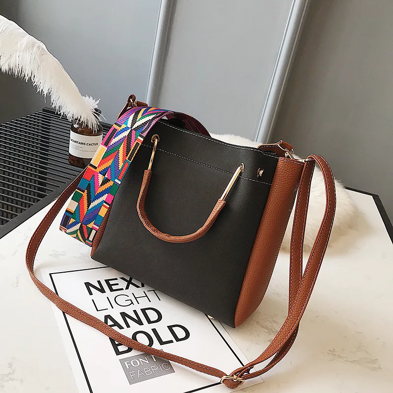 

2017 New Style Europe And America WOMEN'S Fashion Handbag Iron Handle Different Size Bags Ribbon Two-Piece Set Hand Crossbody Ba