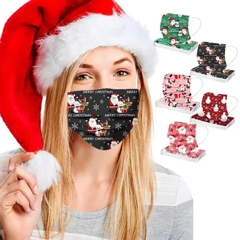 

50pcs Disposable Printed Christmas Soft For Adults 3-layer Protectora Breathable Filter Cover Large Stock Send Fast Dropshipping