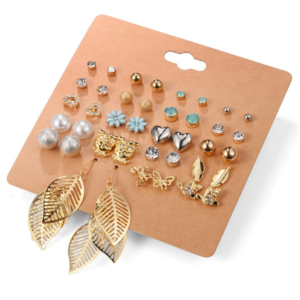 

20 Pairs Jewelry Crystal Ear Stud Multiple Fabala Hypoallergenic Earring Sets Assorted