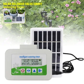 

Outdoor Watering Timer Lawn Solar Panels Large Screen Battery Powered Smart Automatic Rainproof ABS Solenoid Valve Adjustable