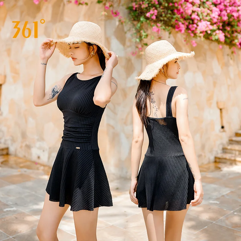 

361 Black Dress Women's One Piece Swimsuits Swimwear 2020 Bathing Suit Rash Guards Push Up Dress Swimwear For Girls Plus Size