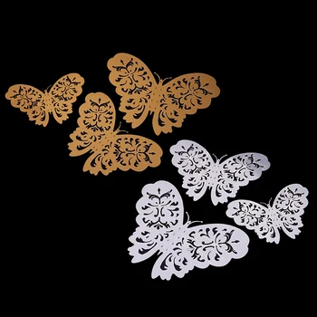 

12 Pcs/Set 3D Wall Stickers Butterfly Hollow Paper 3 Sizes for Fridge on Party the Festival