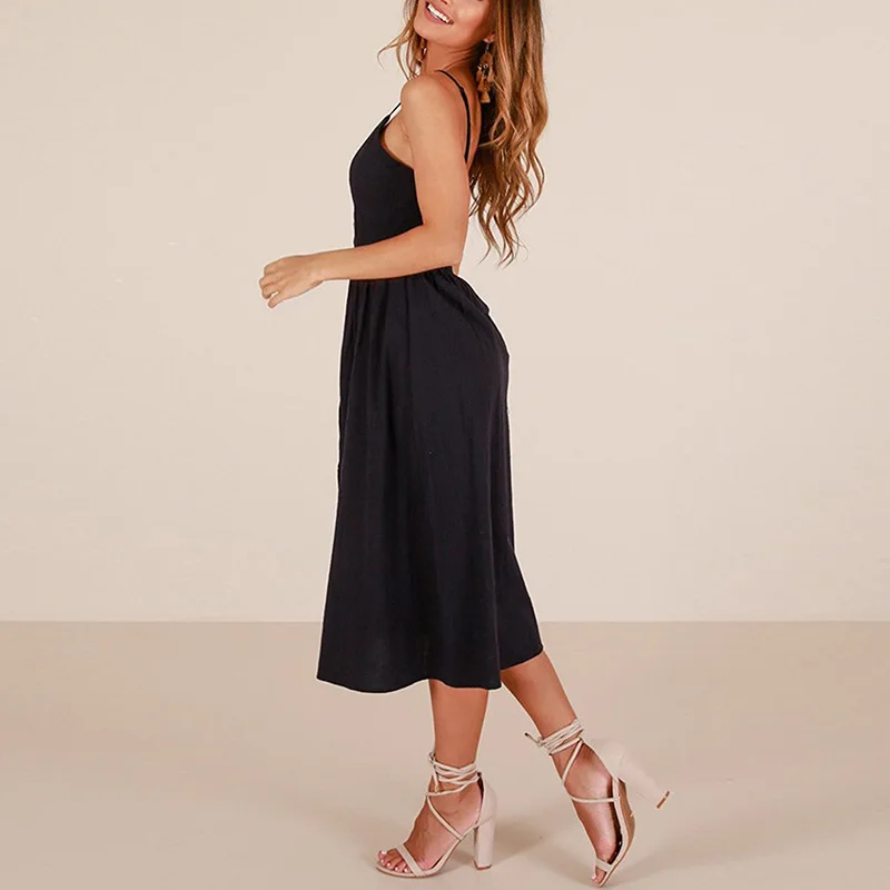 2018 New LOSSKY Women Print Floral Stripe Bohemian Dress V-Neck Sleevele Sexy Button Beach Casual Boho Midi Dress Plus Size 3XL