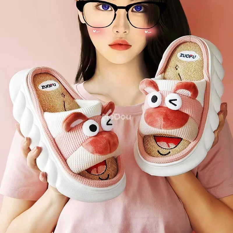 Mo Dou 2021 All Senson Designer Slippers Cute Cartoon Lovely Cat Bedroom Cotton Home Shoes Indoor Thick Sole Couples Men Women 3