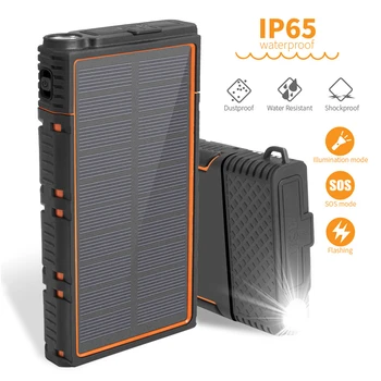 

15000mAh Solar Power Bank For iPhone Xiaomi Mi Powerbank Portable Charger External Battery Waterproof Poverbank with Flashlight