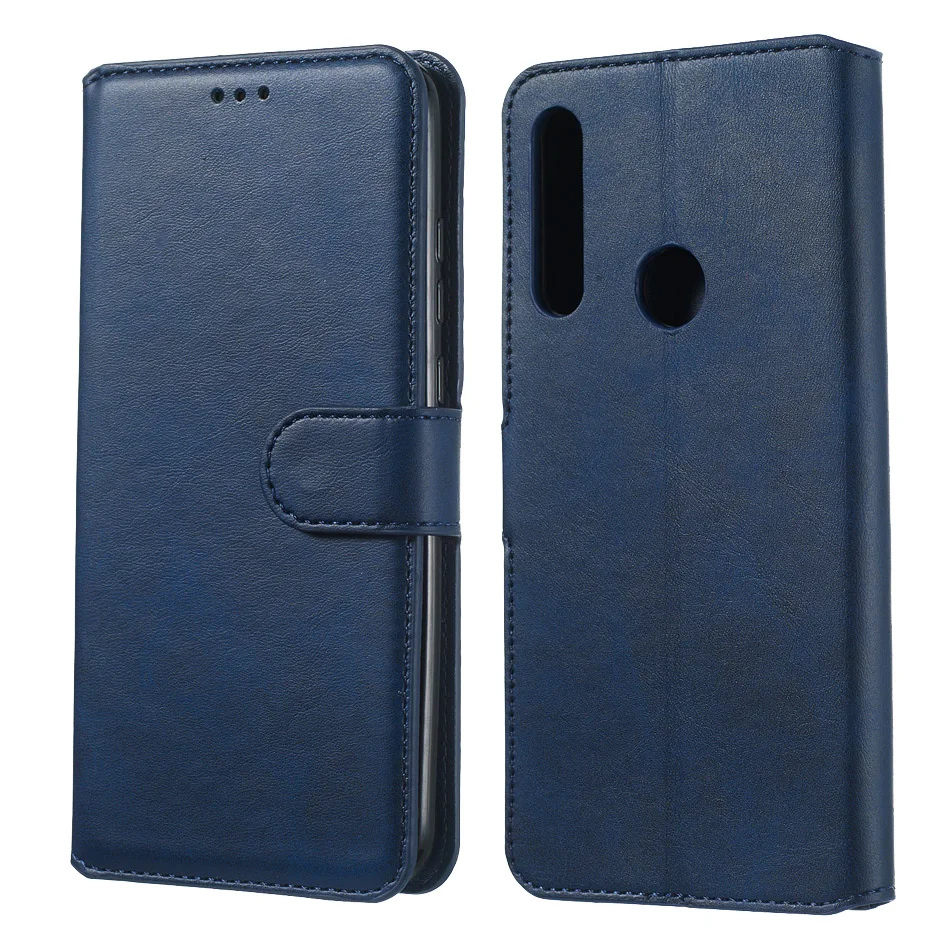 Однотонный Роскошный чехол книжка из искусственной кожи бумажник для huawei Y9 Prime Y7