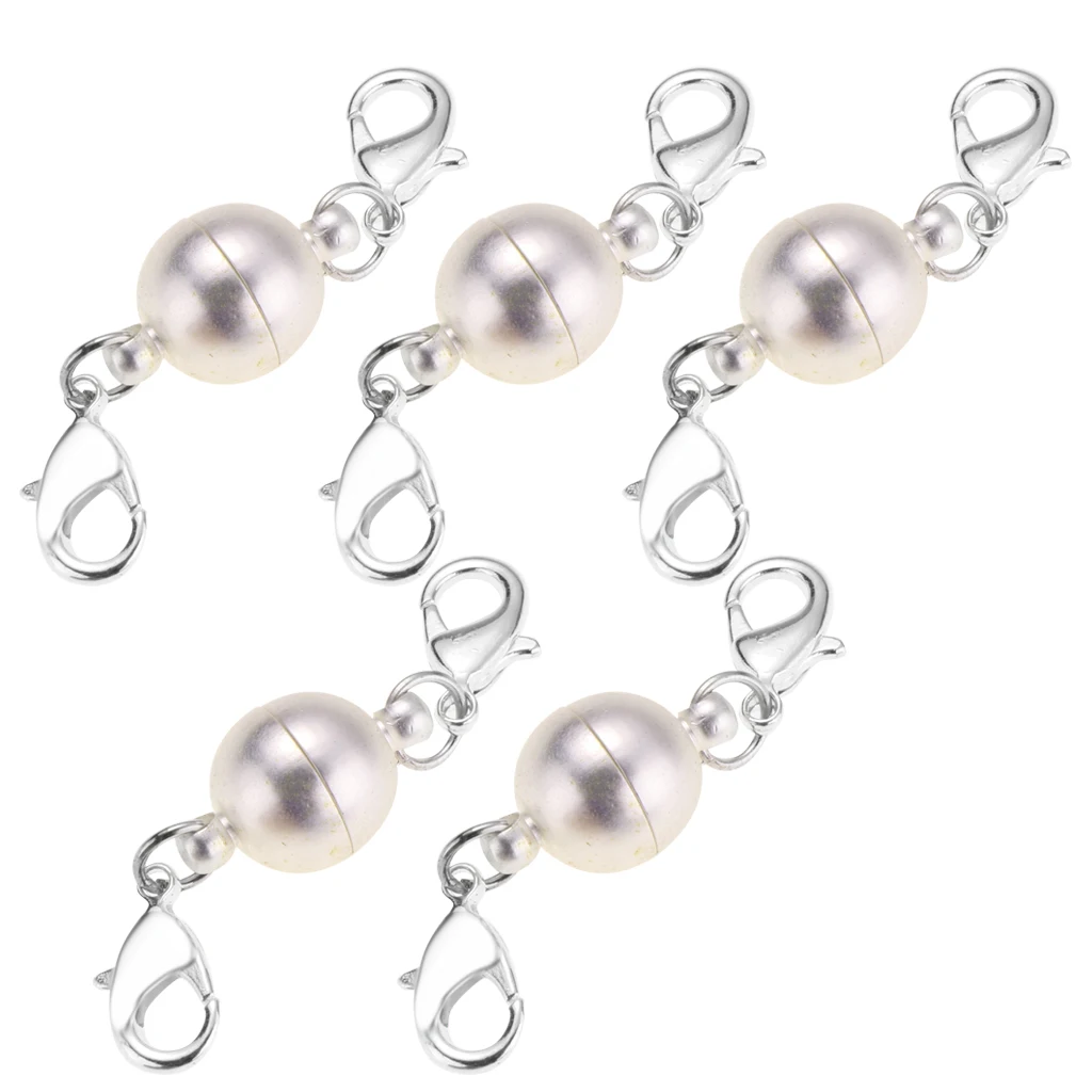 5 Piece Matte silver color Ball Two Parts Magnetic Hook Lobster Clasp for DIY Jewelry Clasp Necklace Bracelet