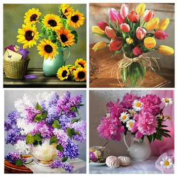 

5D handmade diamond arrangement flower beds, flower beds, diamond crosses, embroidery, diamond inlays and decorative home