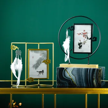 

3D Chinese Style Photo Frame Decor Desktop Metal Feathers Painting Picture Frame Dream Catcher Ornaments Home Decoration Crafts