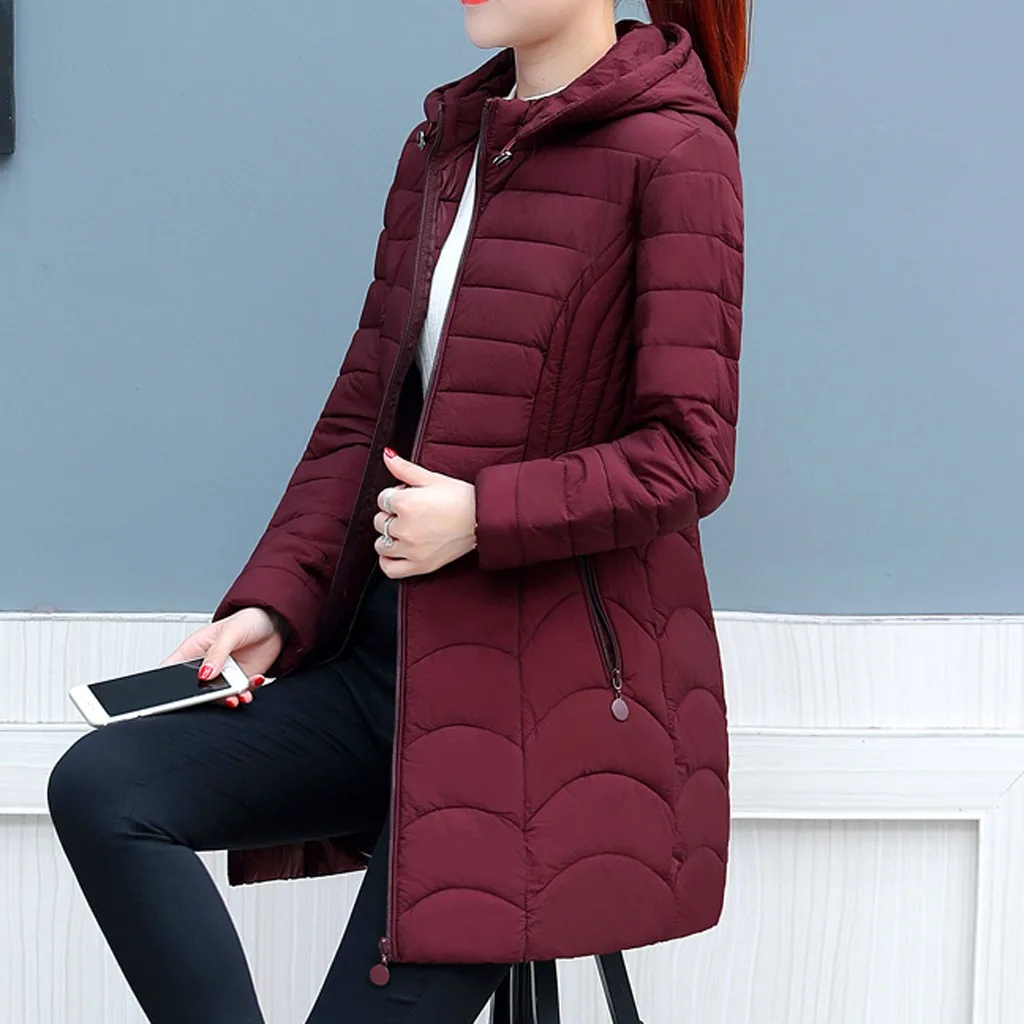 Down Coats Fashion Women Winter Warm Cotton Hooded Winter Jacket Long-Sleeved Coat Clothing Coats& Jackets Drop Shipping