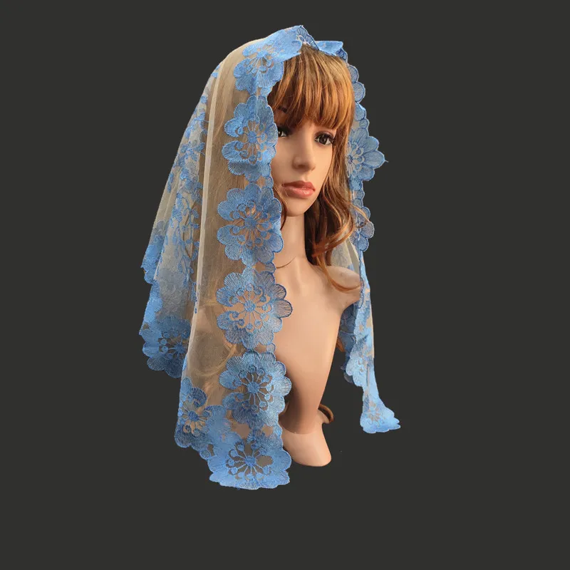 

Традиционная вышивка Для женщин с кружевной шалью, красочные Church Veil кружевная Мантилья