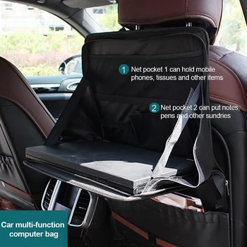 

Car Back Seat Table Laptop Holder Portable Car Computer Desk Bracket Foldable Laptop Food Tray Storage Bag