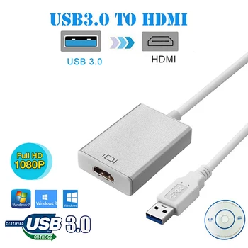 

4K 1080P USB 3.0 to HDMI Converter Adapter Cable USB to HDMI External Video Card Multi Monitor Adapter for Windows 7/8/10 Laptop