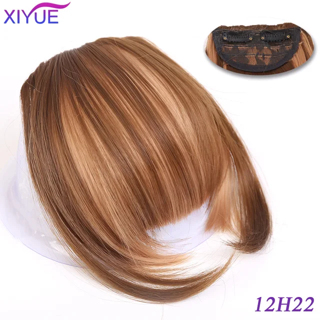 Black/Light Brown Clip In Hair Bangs Hairpiece Accessories Synthetic Fake Bangs Clip In Hair Extensions Clip In Hair Pieces WL-17