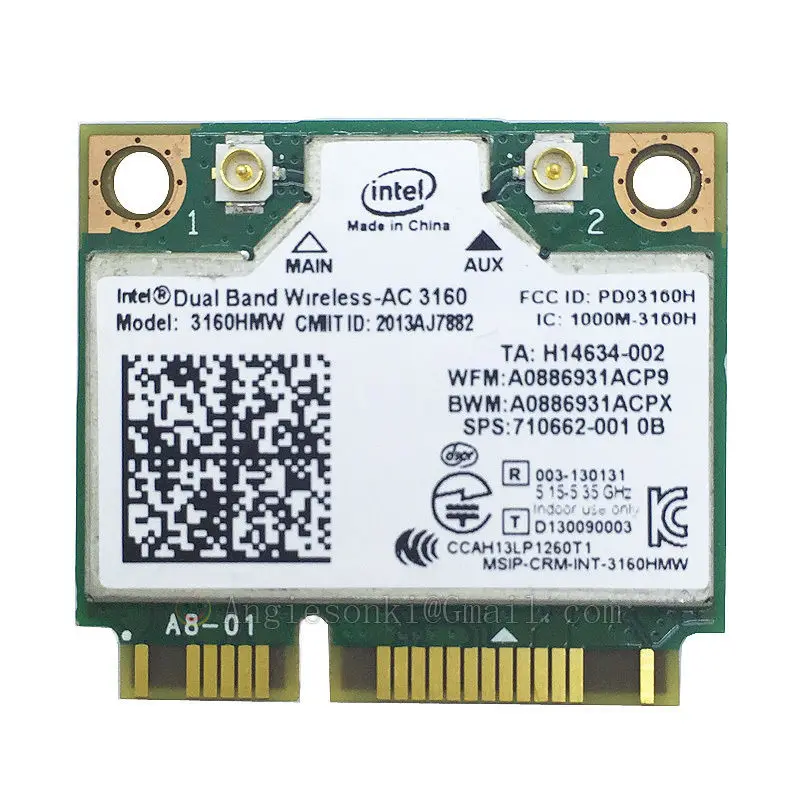 Dual Band Wireless-AC 3160 3160HMW 802.11ac 433Mbps Wifi Bluetooth 4.0 Card for Intel SPS:710662-001 Hp Dell
