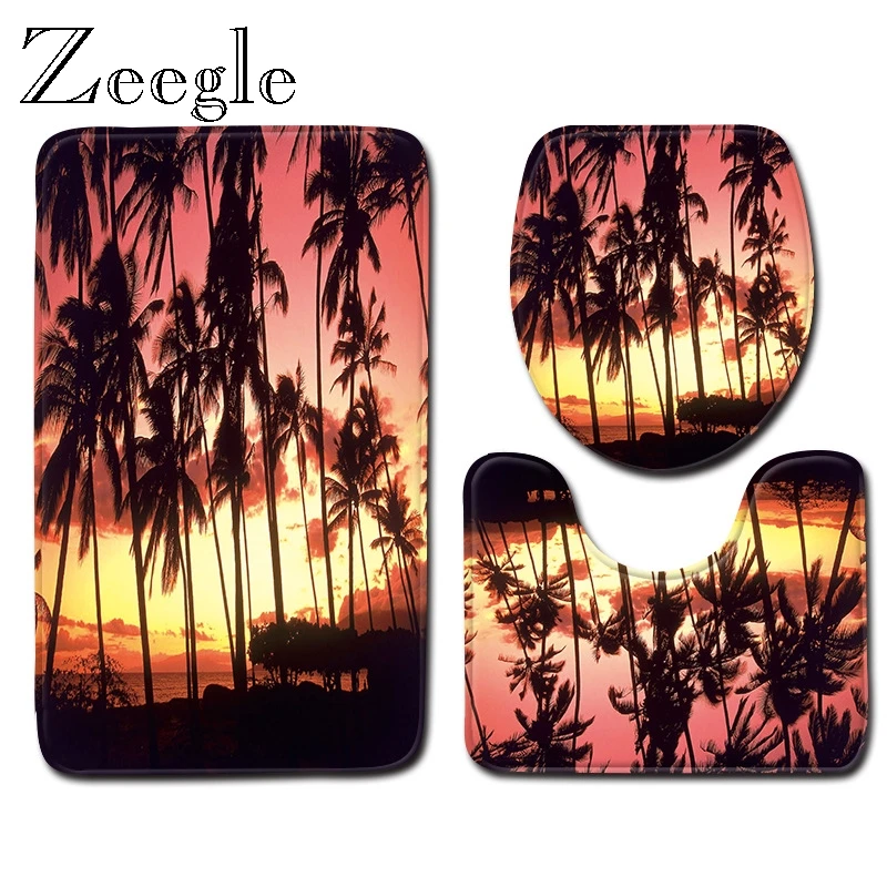 Zeegle 3 шт. набор для туалета Противоскользящий коврик для ванной и душа фланелевый мягкий коврик для туалета Впитывающий Коврик для ног моющийся коврик для ванной