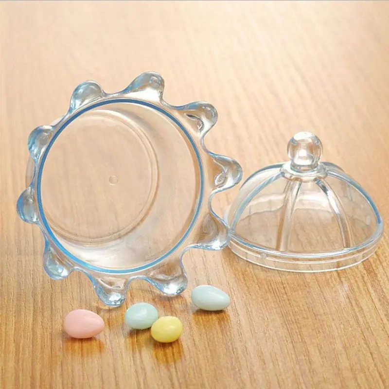 12 PCS Candy Boxes, Plastic Mini Dome with Crown Design Party Decoration Clear Plastic Crown Fillable Party Favor Box for Candie