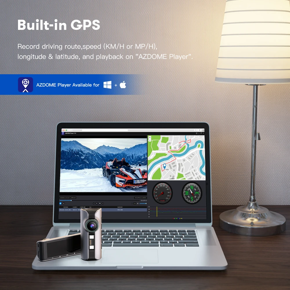 Azdome-車用3チャンネルダッシュボードカメラ,m550,ダッシュカメラ