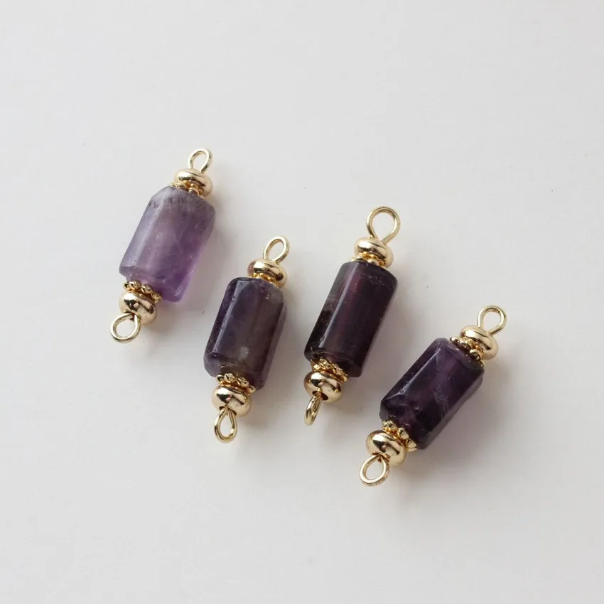 

FYJS Unique 10 Pcs Light Yellow Gold Color Geometric Shape Labradorite Stone Pendant Amethysts Crystal Jewelry