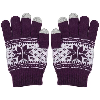 

Warm Winter Touchscreen Gloves Ladies Knit Wool Gloves Purple