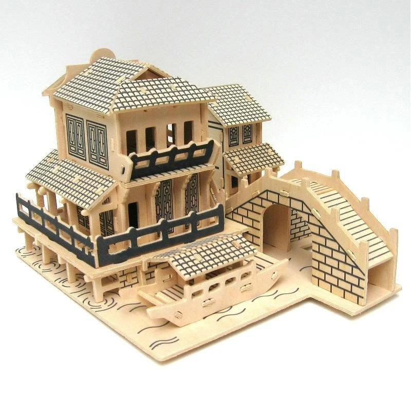 DIY 3D головоломка китайский стиль деревянный домик-избушка модель для детского подарка