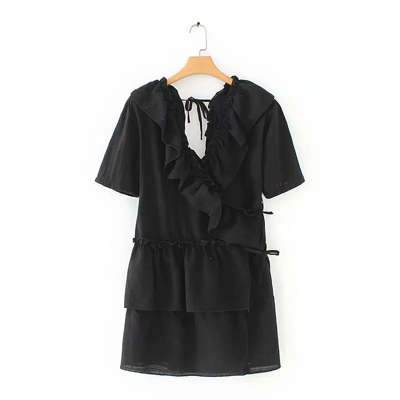 

Lace-up Dress Women's Summer New Style Immortal CHIC Elegant Graceful Waist Hugging Flounced Skirt Slimming Fashion