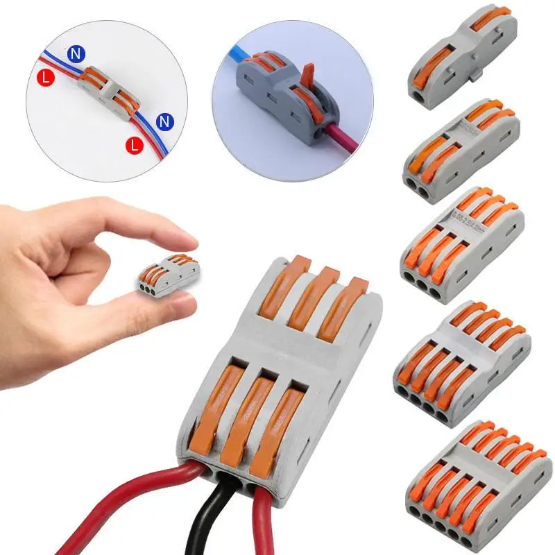 

5/10Pcs Mini Quick Wire Cable Connectors Universal Compact Conductor Splice Cable Push-in Terminal Block SPL1-5