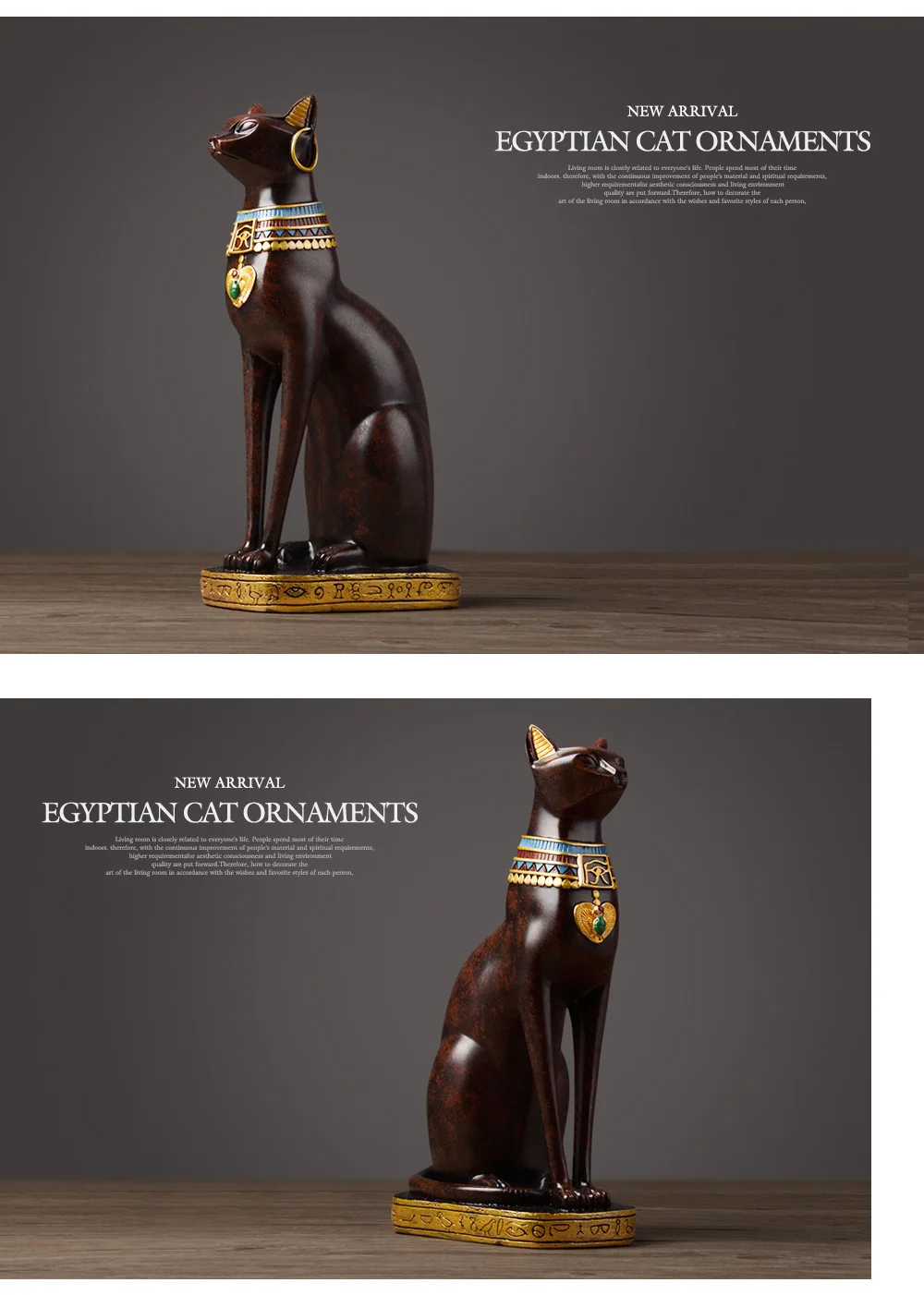 Resin Art Egyptian Cat Sculpture Home Decor Bedroom Desktop Bar Decor Accessories Vintage Crafts Figurine Decor Home Accessories