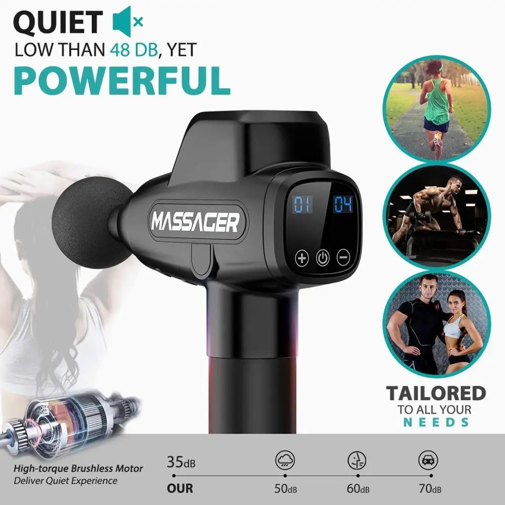 Новейший массажный пистолет перезаряжаемый массажер для тела Mos tPowerful 6 интенсивный массажный пистолет бесшумный массажный пистолет для мышц облегчение боли