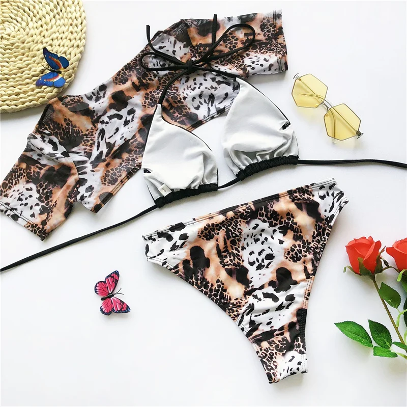 Female Swimsuit Sexy Zebra Printed Bikini Three-pieces Bikini Set Women Swimwear Bather Bathing Suit Swim Wear Lady