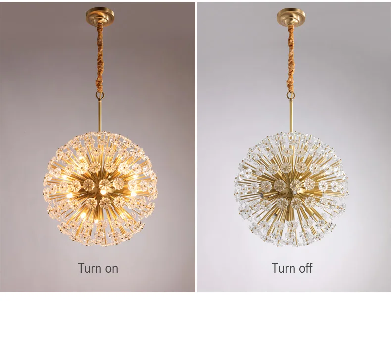 Современная медная люстра освещение Сферический шар креативный свет Роскошные хрустальные люстры для помещений гостиная столовая лампа